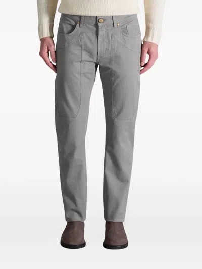 Jeckerson Logo-patch Slim-fit Trousers In Gray