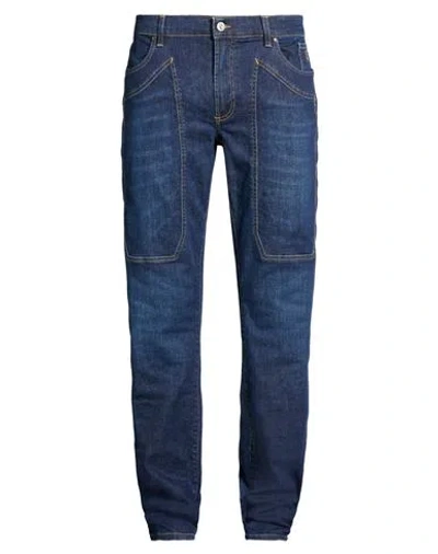 Jeckerson Man Jeans Blue Size 33 Cotton, Elastane In Metallic