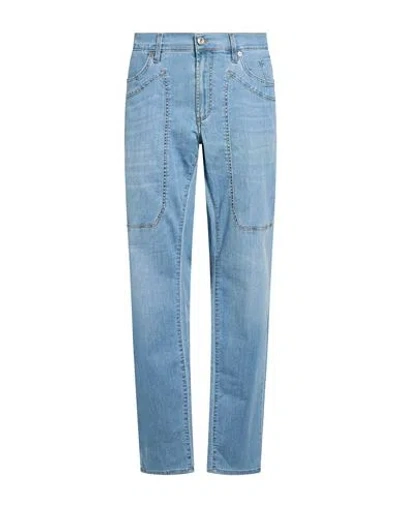 Jeckerson Man Jeans Blue Size 40 Cotton, Elastane In Multi