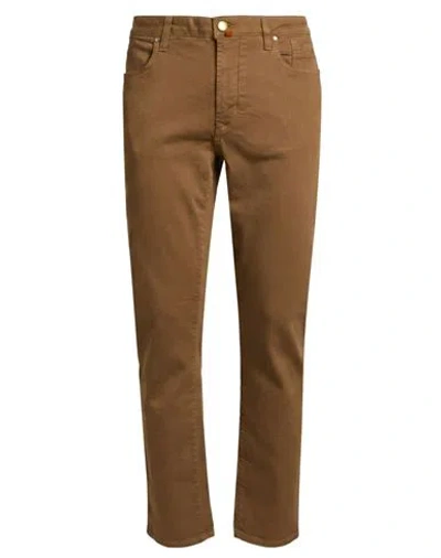 Jeckerson Man Jeans Camel Size 36 Cotton, Elastane In Beige