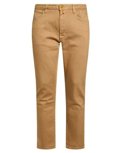 Jeckerson Man Jeans Camel Size 36 Cotton, Elastane In Brown