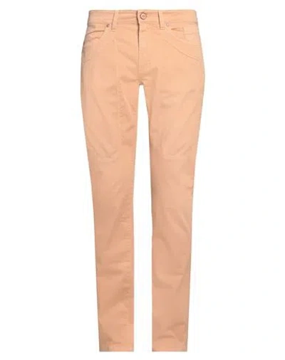 Jeckerson Man Pants Apricot Size 34 Cotton, Elastane, Polyester, Polyurethane In Orange