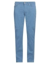 Jeckerson Man Pants Azure Size 35 Cotton, Recycled Cotton, Elastane In Blue