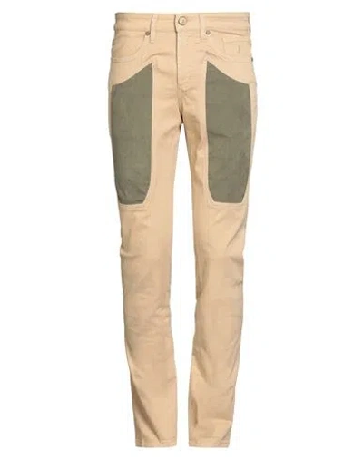 Jeckerson Man Pants Beige Size 30 Cotton, Elastane In Green