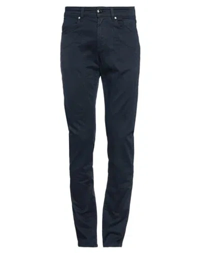 Jeckerson Man Pants Blue Size 35 Cotton, Viscose, Elastane In Blue