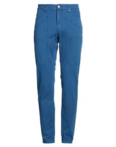 Jeckerson Man Pants Blue Size 35 Cotton, Lyocell, Elastane