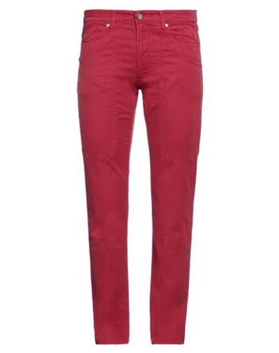 Jeckerson Man Pants Brick Red Size 30 Cotton, Elastane