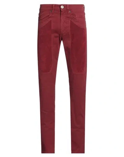 Jeckerson Man Pants Brick Size 28 Cotton, Elastane In Red