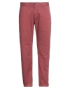 Jeckerson Man Pants Brick Red Size 34 Cotton, Elastane