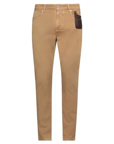 Jeckerson Man Pants Camel Size 31 Cotton, Elastomultiester, Elastane In Brown
