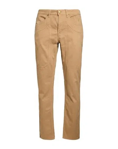 Jeckerson Man Pants Camel Size 33 Cotton, Elastane In Nude