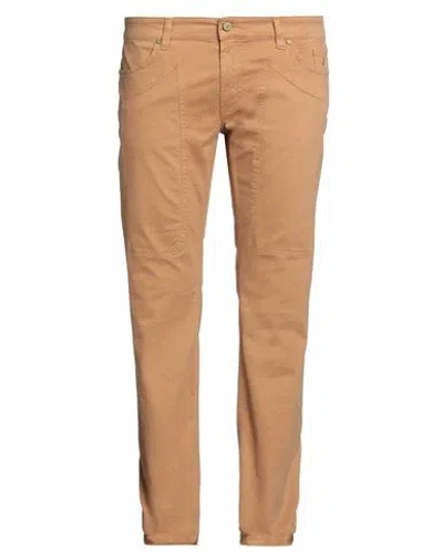 Jeckerson Man Pants Camel Size 35 Cotton, Elastane In Sand