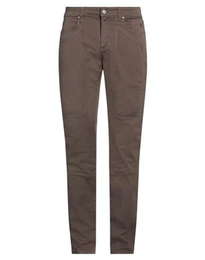 JECKERSON JECKERSON MAN PANTS CHOCOLATE BROWN SIZE 35 COTTON, ELASTANE