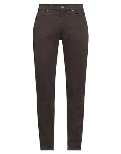 Jeckerson Man Pants Dark Brown Size 33 Cotton, Elastane