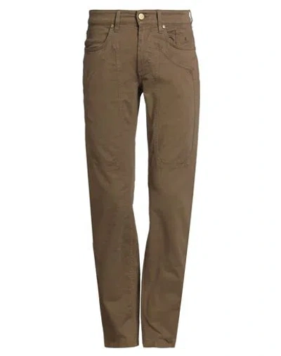 Jeckerson Man Pants Khaki Size 30 Cotton, Elastane In Brown
