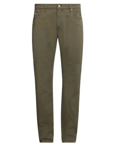 Jeckerson Man Pants Military Green Size 31 Cotton, Elastane In Green