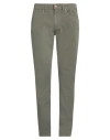 Jeckerson Man Pants Military Green Size 35 Cotton, Elastane In Green