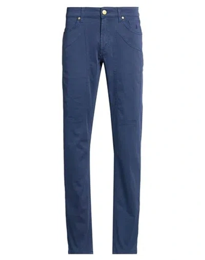 Jeckerson Man Pants Navy Size 29 Cotton, Elastane In Blue