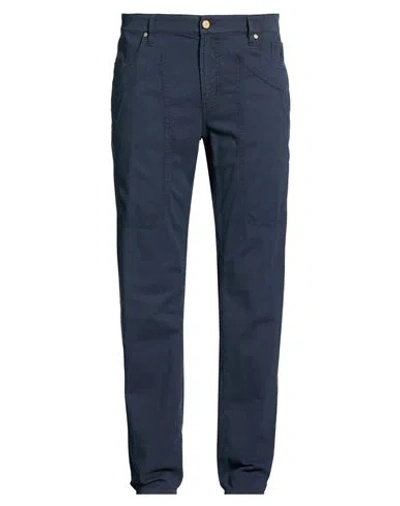 Jeckerson Man Pants Navy Size 31 Cotton, Elastane In Blue