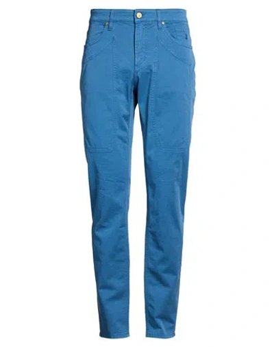 Jeckerson Man Pants Slate Blue Size 32 Cotton, Elastane