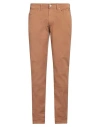 Jeckerson Man Pants Tan Size 35 Cotton, Elastane In Brown