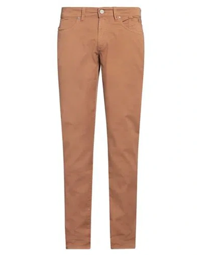 Jeckerson Man Pants Tan Size 35 Cotton, Elastane In Brown