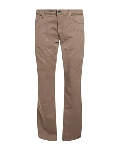 Jeckerson Man Pants Taupe Size 31 Cotton, Elastane In Neutral
