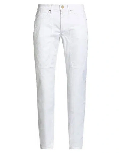 Jeckerson Man Pants White Size 32 Cotton, Elastane