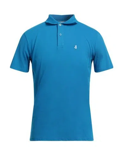 Jeckerson Man Polo Shirt Azure Size Xl Cotton In Blue