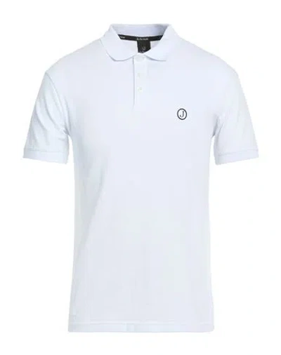 Jeckerson Man Polo Shirt White Size Xxl Cotton, Elastane In Blue
