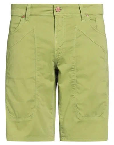 Jeckerson Man Shorts & Bermuda Shorts Green Size 35 Cotton, Elastane