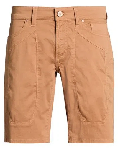 Jeckerson Man Shorts & Bermuda Shorts Light Brown Size 28 Cotton, Elastane