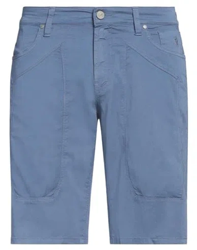 Jeckerson Man Shorts & Bermuda Shorts Pastel Blue Size 33 Cotton, Elastane