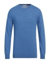 Jeckerson Man Sweater Azure Size Xxl Viscose, Wool, Polyamide, Cashmere In Blue