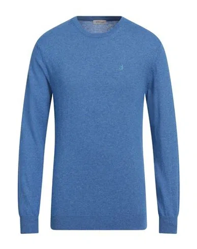 Jeckerson Man Sweater Azure Size Xxl Viscose, Wool, Polyamide, Cashmere In Blue