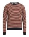 Jeckerson Man Sweater Orange Size M Virgin Wool In Multi