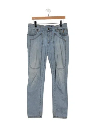 Pre-owned Jeckerson Mid-rise Straight Leg Jeans In Blue
