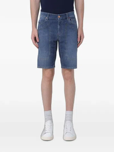 Jeckerson Panelled Denim Shorts In Blue