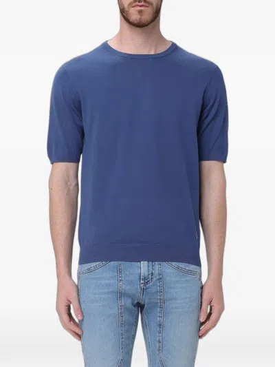 Jeckerson Short-sleeve Crew-neck Sweater In Blue