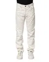 Jeckerson White Cotton Stretch Straight Fit Men Denim Jeans In White