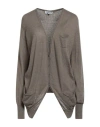 Jeckerson Woman Cardigan Khaki Size L Polyamide, Mohair Wool In Gray