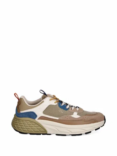 Jeep Groove Washed Panelled Chunky-sole Sneakers In Brown