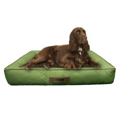 Jeep Quilted Bolster Dog Bed, Green, Large