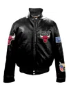Jeff Hamilton Chicago Bulls Leather Puffer Jacket In Black