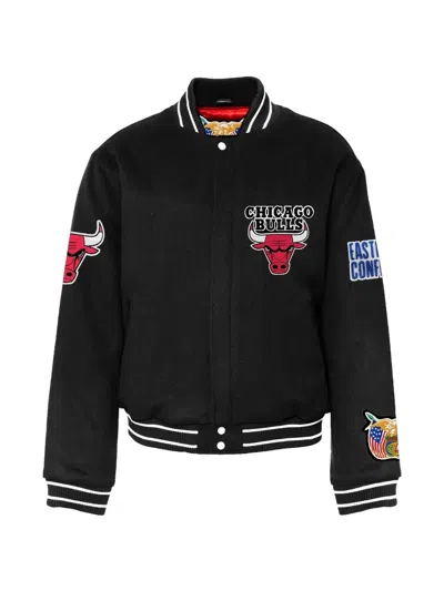 Jeff Hamilton Chicago Bulls-patch Bomber Jacket In Black