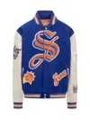 Jeff Hamilton Knicks-print Detail Bomber Jacket In Blue