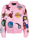 Jeff Hamilton Spot-patch Bomber Jacket In Pink