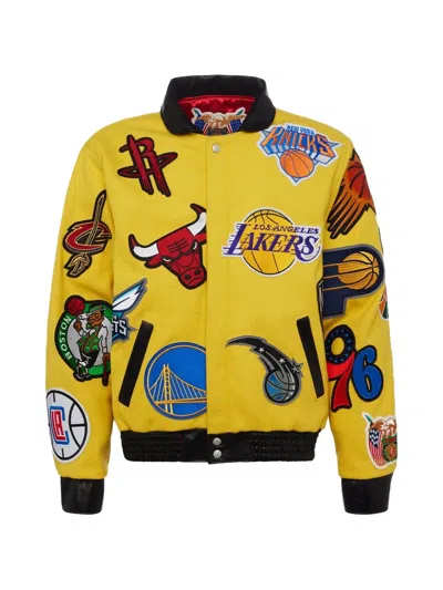 Jeff Hamilton Nba Collage Wool & Leather Jacket "yellow"