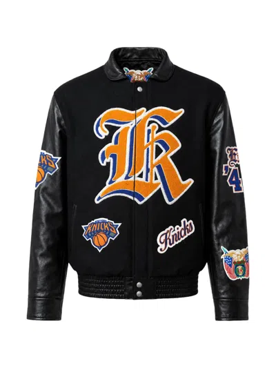 Jeff Hamilton New York Knicks Patch-detail Bomber Jacket In Black