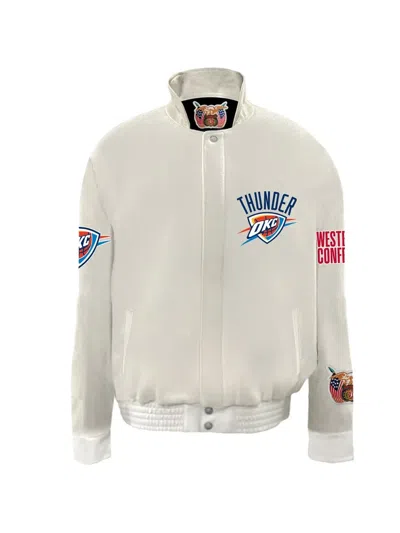 Jeff Hamilton Oklahoma City Thunder Leather Jacket In White